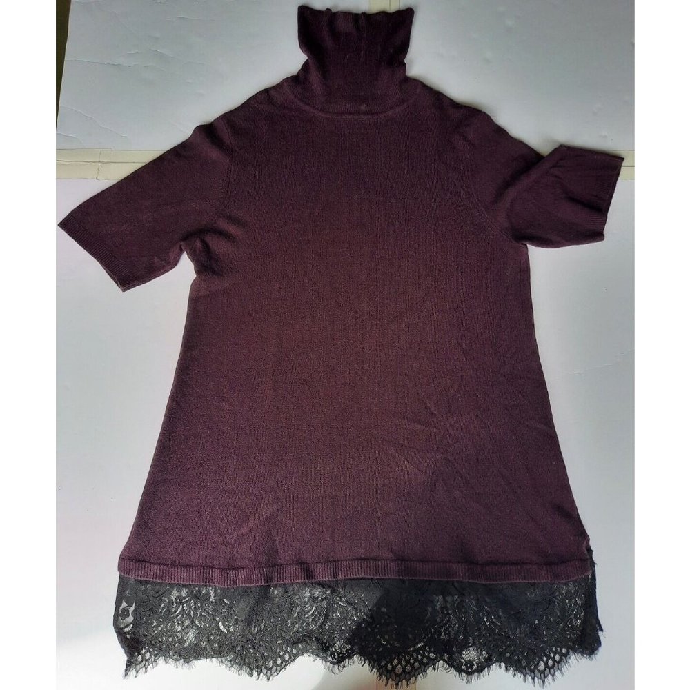 Apt. 9 Purple Turtleneck Sweater with Lace Hem